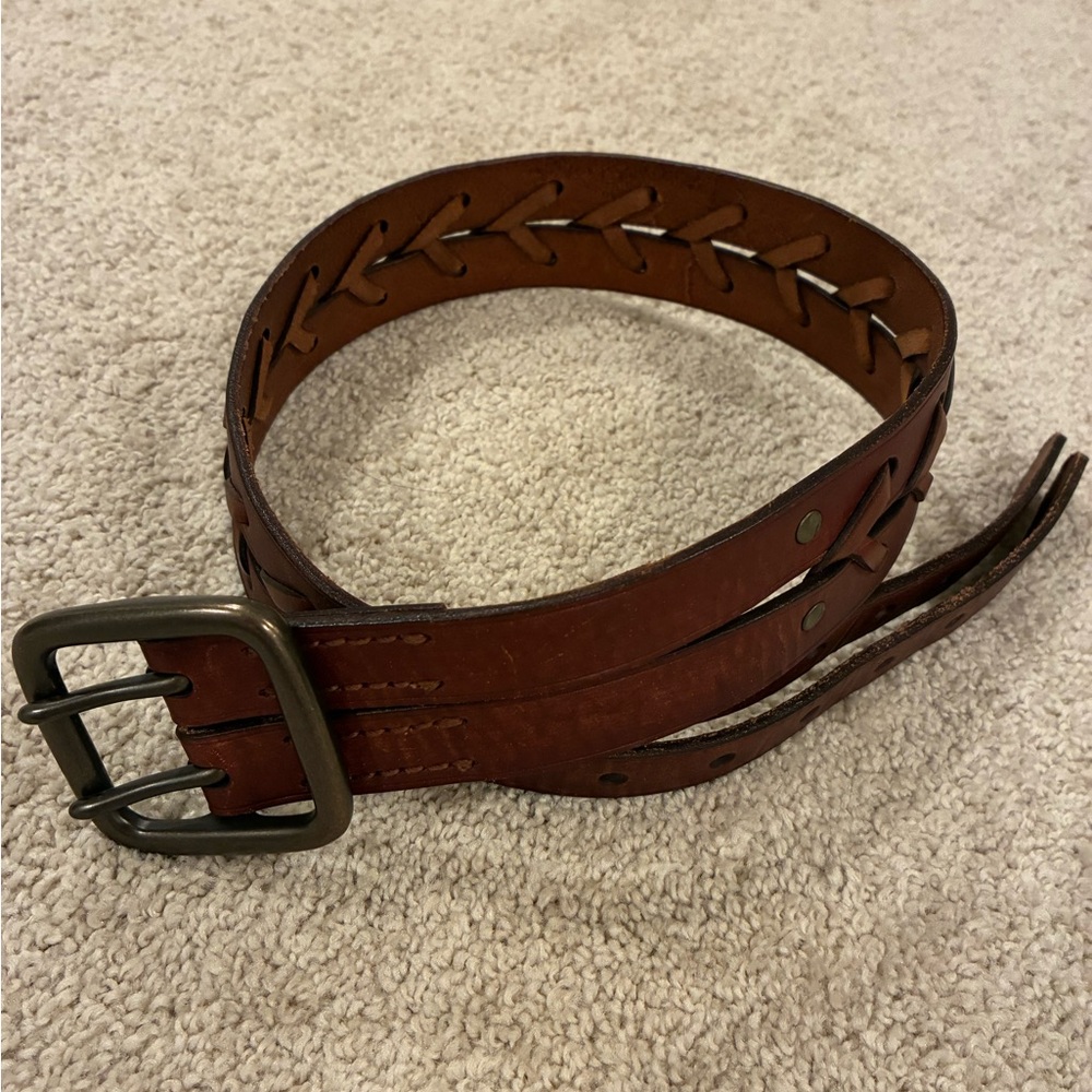 Women's Brown Braided Leather Belt
